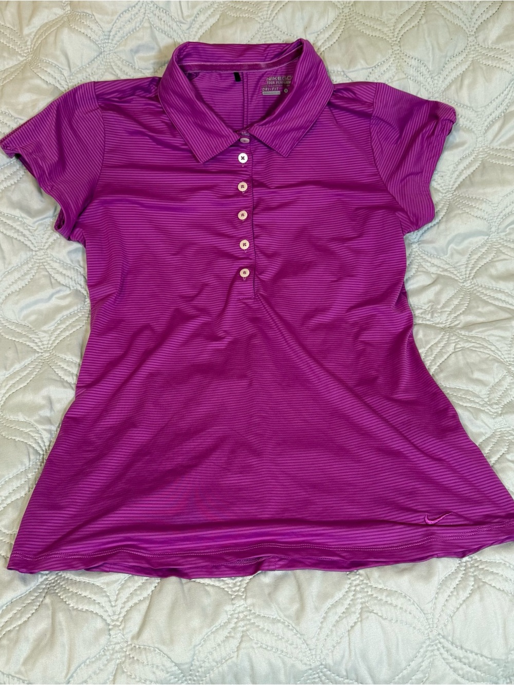 Nike Golf Dri-FIT Polo Shirt Pink/Purple Striped Women’s Size S‎ Athletic